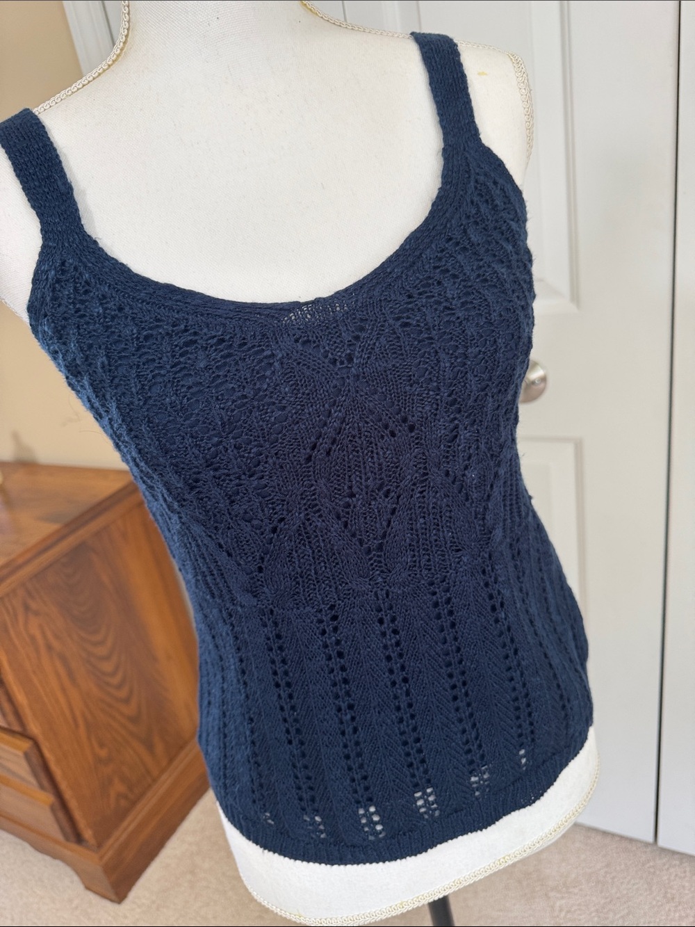 LC Lauren Conrad Navy Cable-Knit Scoop Tank